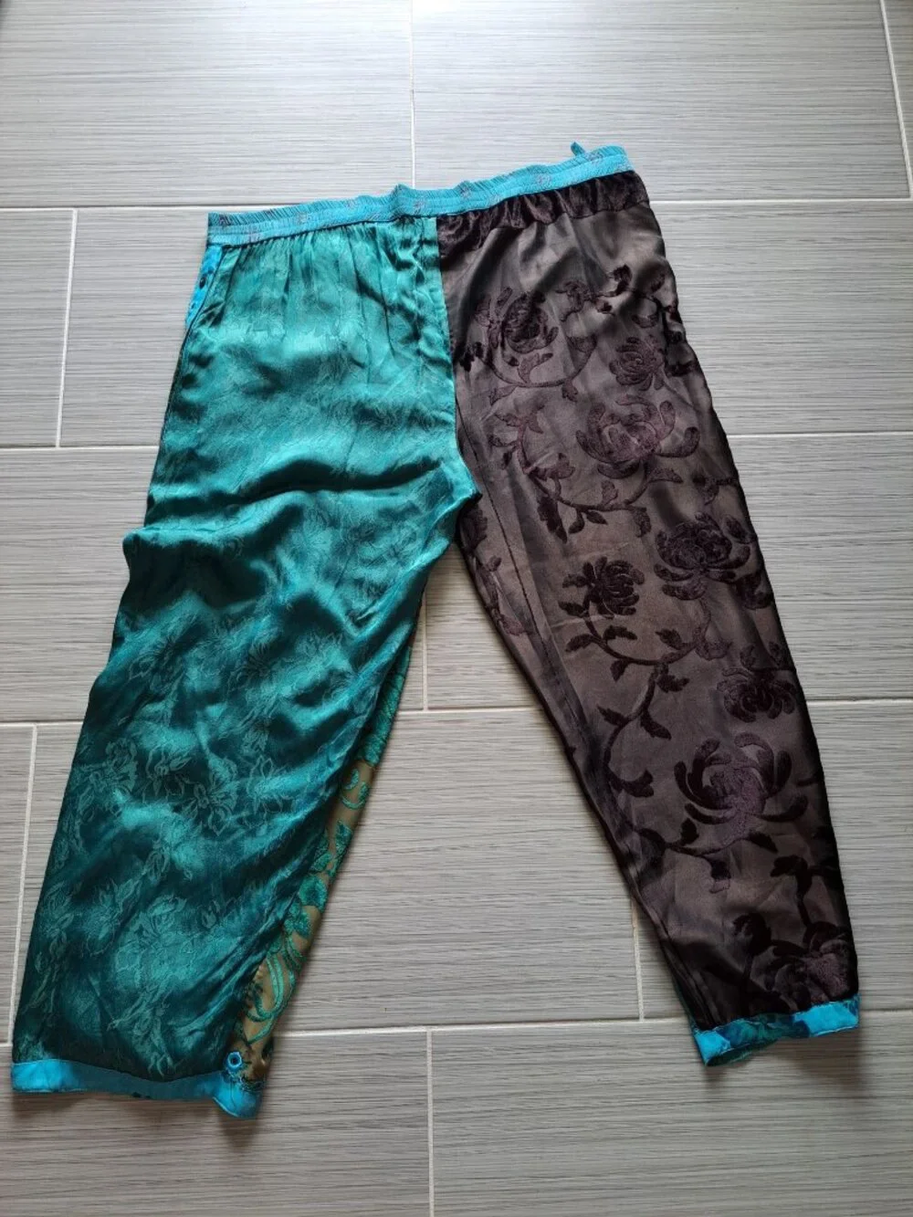 Tienda Ho Velvet Burnout Floral Sheer Wide Leg Harem Pants Festival Hippie 42" - Picture 14 of 14